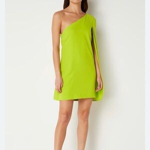mango lime green dress | Dresses | Mango One Shoulder Fitted Mini Bow belt